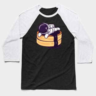 Cute Astronaut Laying On Pancake Cartoon Baseball T-Shirt